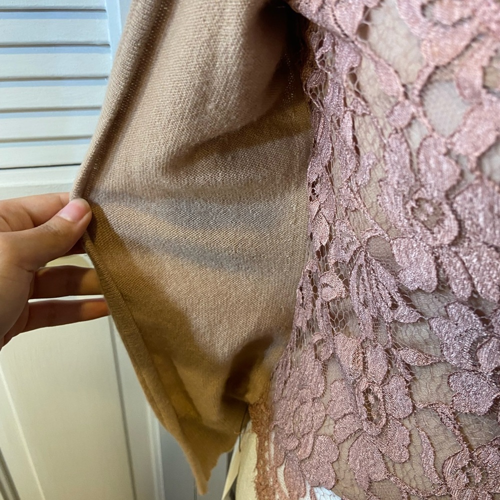 Dolce & Gabbana Tan Knitwear & Lace Top Pale Nude Pink & Tan - Picture 7 of 12